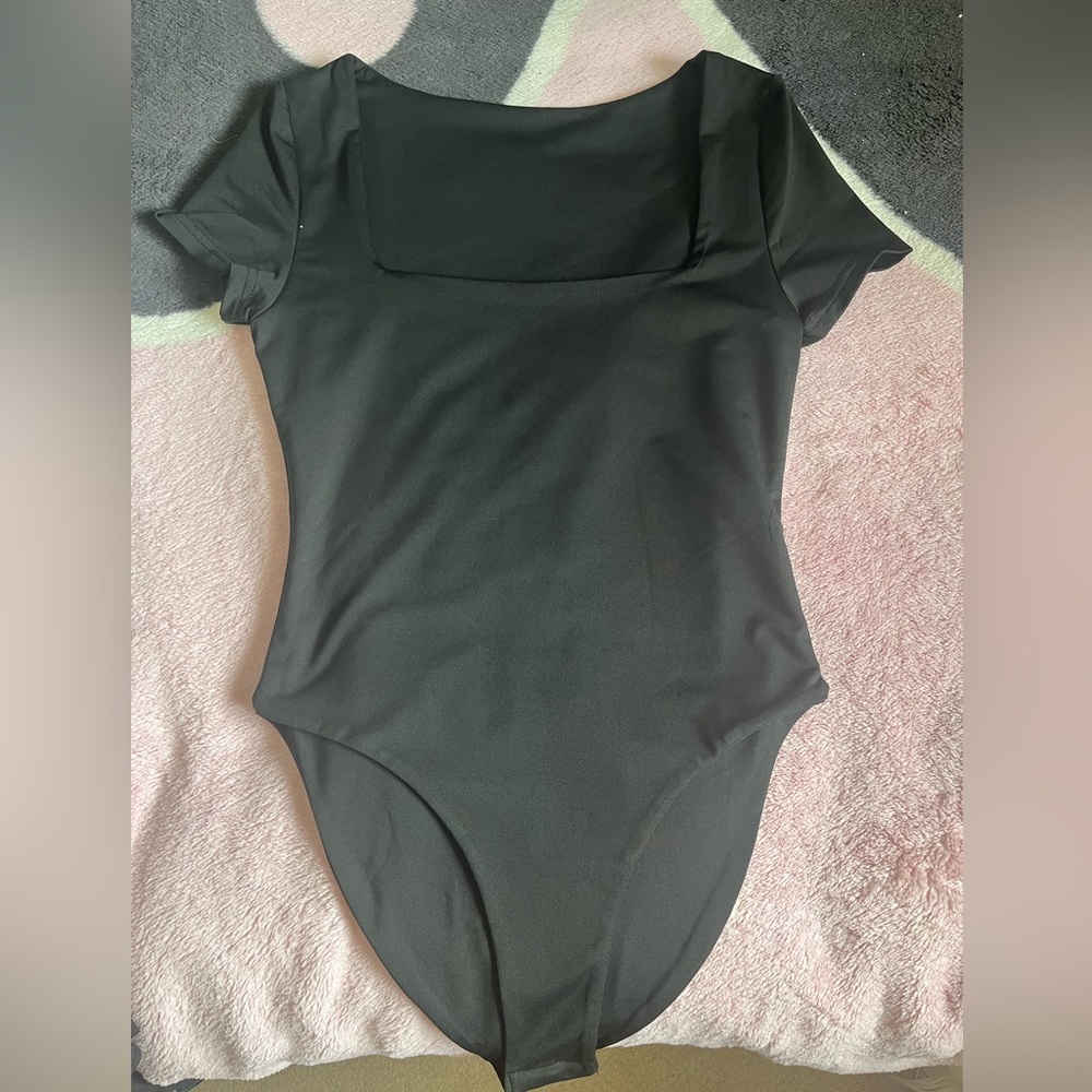 Black Square Neck Bodysuit